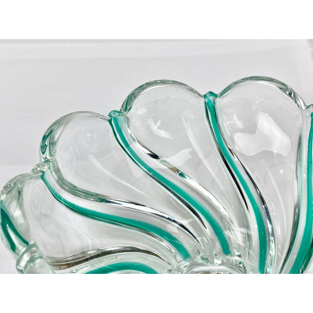 Italian Vintage Italian Murano Sommerso Green Spiraled Art Glass Bowl For Sale - Image 3 of 7