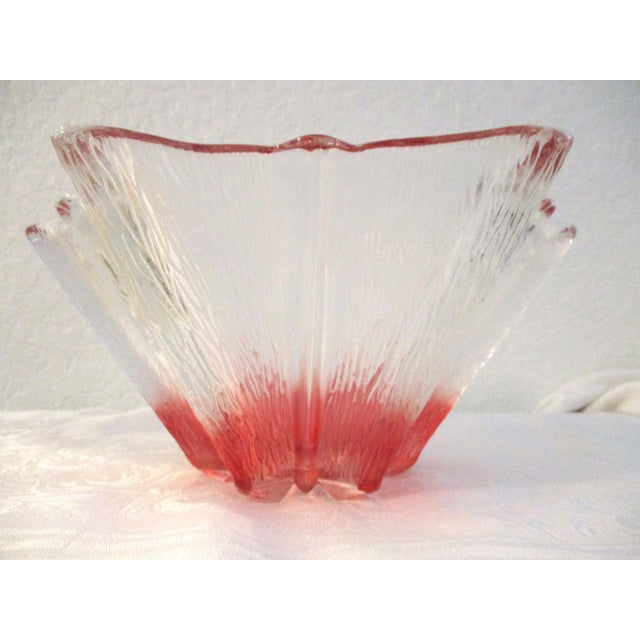 Modern Mid-Century Pink & Clear Modern Decorative Glass Bowl For Sale - Image 3 of 5