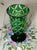 This breathtaking vintage West German cased lead crystal vase features an intricate geometric lens pattern and a...
