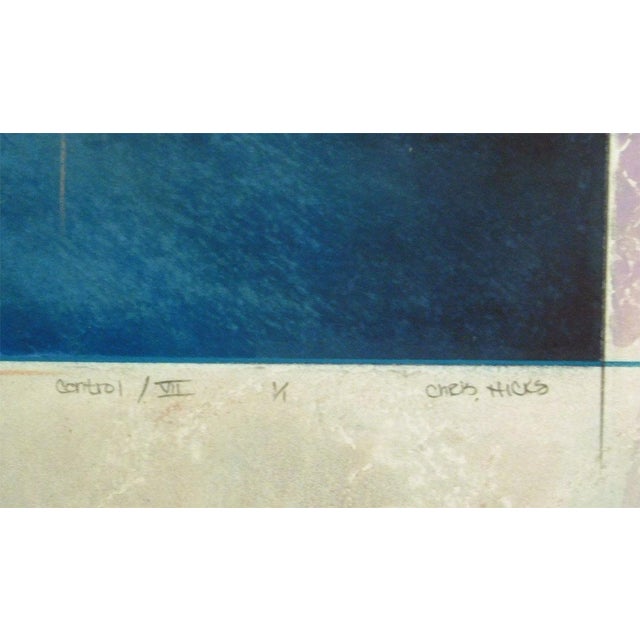 Postmodern 1980s Chris Hicks "ControlVII" Hand Signed Fine Art Original Mixed Media Monoprint Obo, Framed For Sale - Image 3 of 6