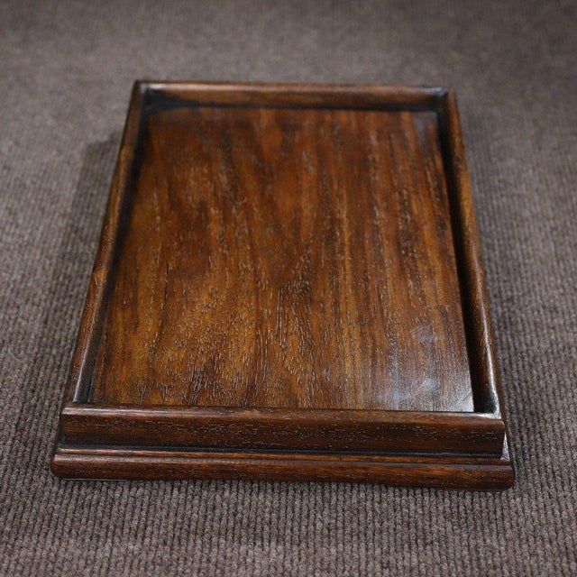 1990s Hand-Carved Huanghuali Rectangular Tea Tray With Raised Rim For Sale In Los Angeles - Image 6 of 8