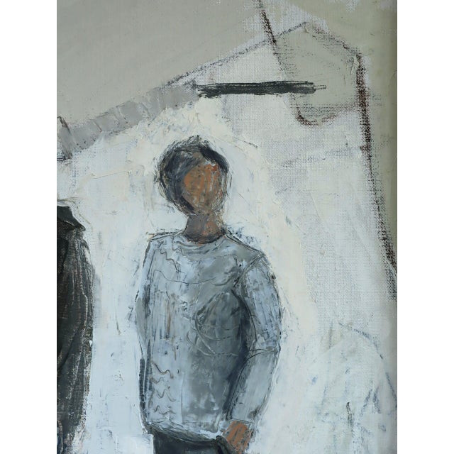 1979 Modernist 'Between Presences' Vintage Original Swedish Figurative Oil Painting, Framed For Sale - Image 9 of 12