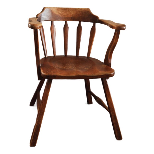 1960s Vintage Jb Van Sciver Co. Wood Captain's Chair For Sale