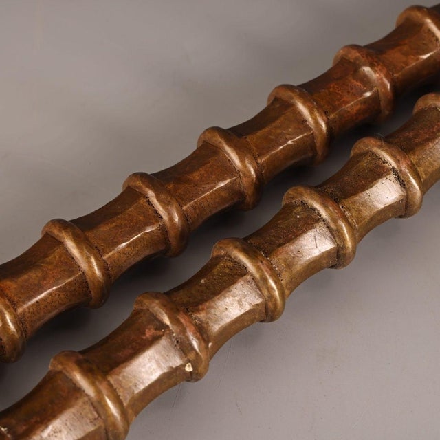 Late 20th Century Pair of Gilt Bronze Mace Weapons (Jian) With Relief Decoration For Sale - Image 4 of 9