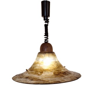 Vintage Height-Adjustable Ceiling Lamp with Plastic Shade from Cristallux, 1980s For Sale