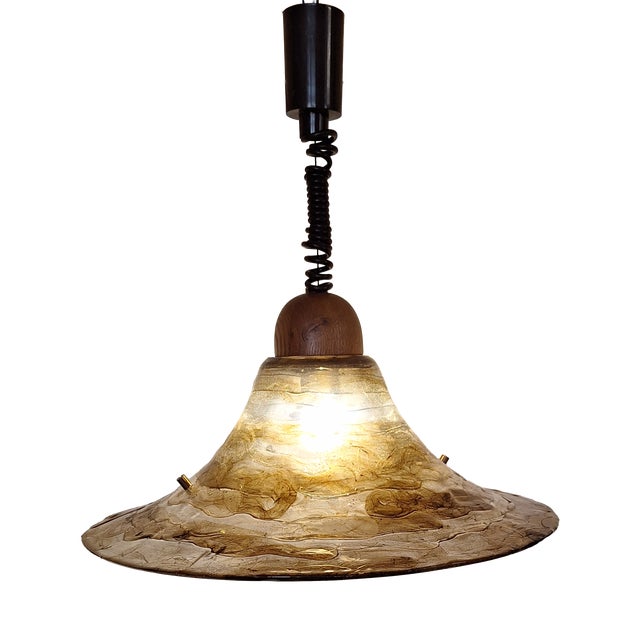Vintage Height-Adjustable Ceiling Lamp with Plastic Shade from Cristallux, 1980s For Sale