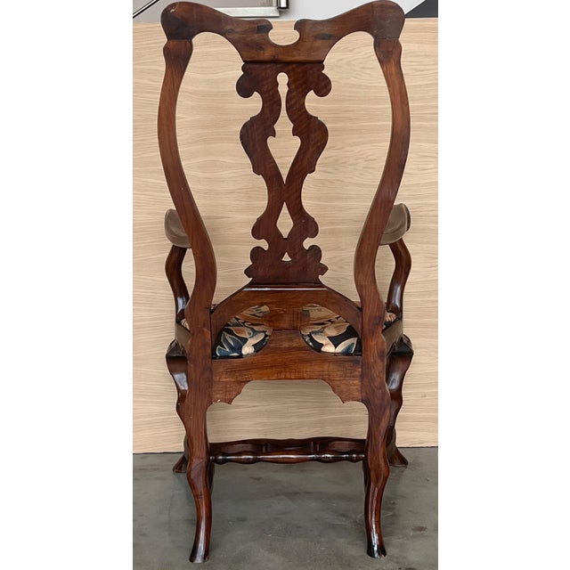 Brown Pair of Gothic Chippendale Dining Armchairs in Solid Mahogany , 1890 For Sale - Image 8 of 18