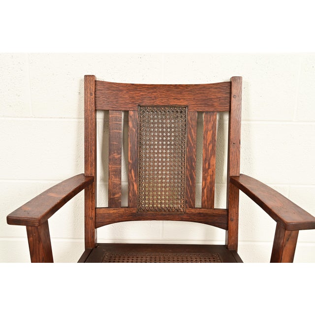 Wood Lifetime Furniture Antique Mission Oak and Cane Arts & Crafts Dining Chairs, Set of Six For Sale - Image 7 of 14