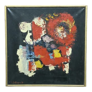 1973 Italian Abstract Painting Signed Cattaneo