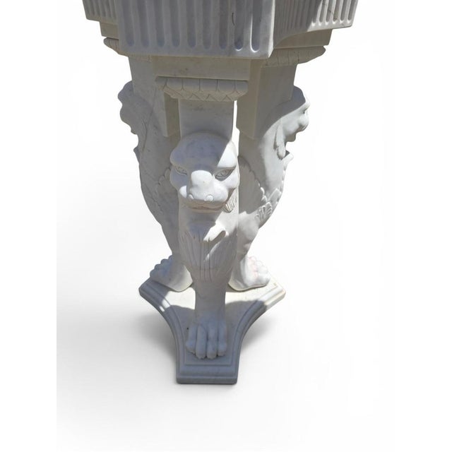 Large Greco-Roman Marble Kraters on Tripod Pedestals with Lion Paw, 1970, Set of 2 For Sale - Image 10 of 14