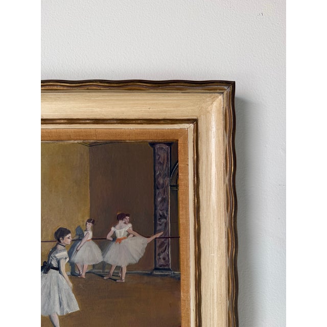 Vintage Edgar Degas Ballet Dancers Reproduction Oil on Board Painting, Framed For Sale - Image 9 of 11