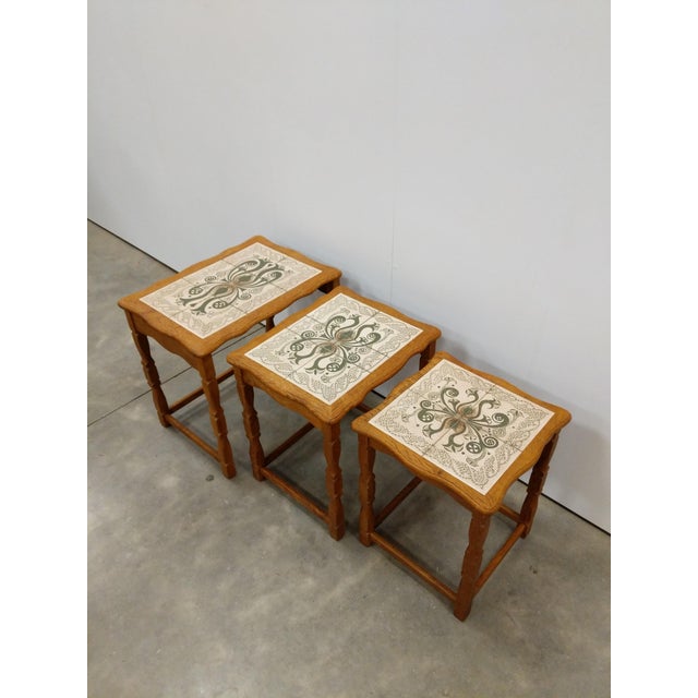 Set of Vintage Danish Oak Nesting Tables For Sale - Image 4 of 9