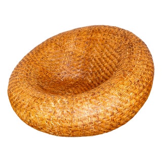 Mid-Century Modern French Mushroom Rattan Pod Easy Lounge Chair, 1970s For Sale