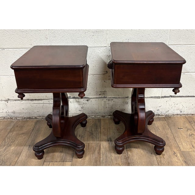 Vintage Lyre Base Nightstands Side Tables End Tables - Pair For Sale - Image 13 of 17