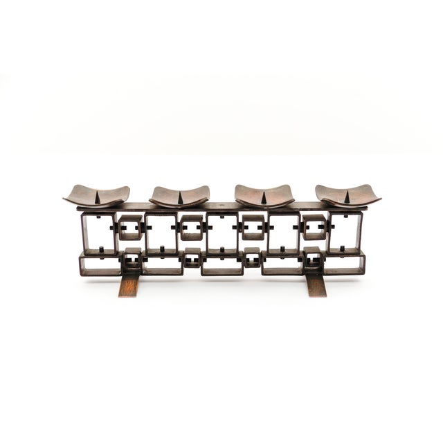 Space Age Geometric Copper Candleholder, Scandinavia, 1960s For Sale - Image 4 of 8