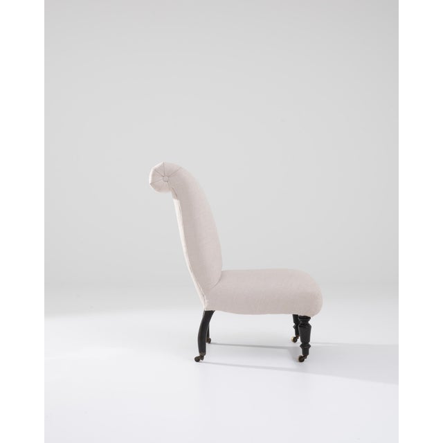 1900s French Wooden Upholstered Chair on Wheels For Sale - Image 17 of 18