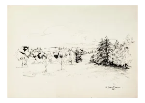 Landscape - Original Mixed Media by T. Gertler - 1970s 1970s