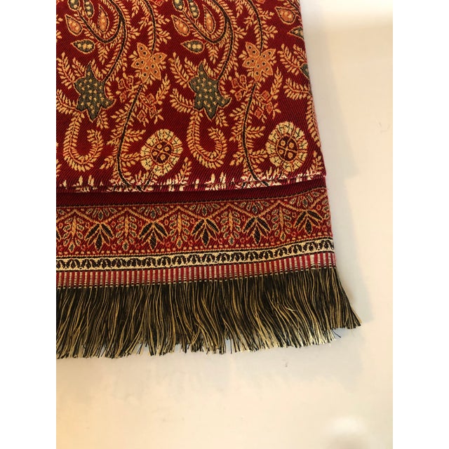 Islamic Vintage Paisley Throw With Fringes From Egypt For Sale - Image 3 of 8