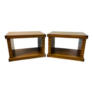 Vintage 1970s Faux Wood Grain Side Tables, Pair For Sale