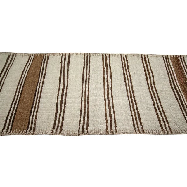 Vintage Striped Natural Kilim Runner For Sale - Image 4 of 7