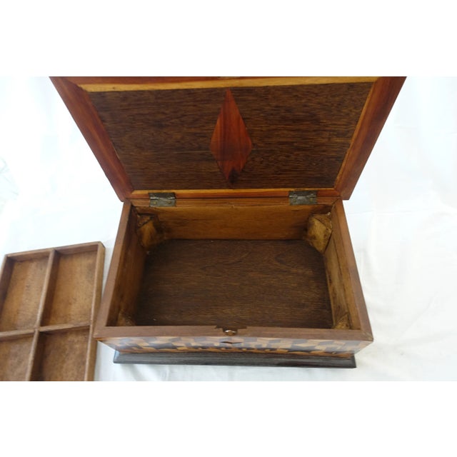 Vintage Folk Art Marquetry Box, 1940s For Sale - Image 4 of 7