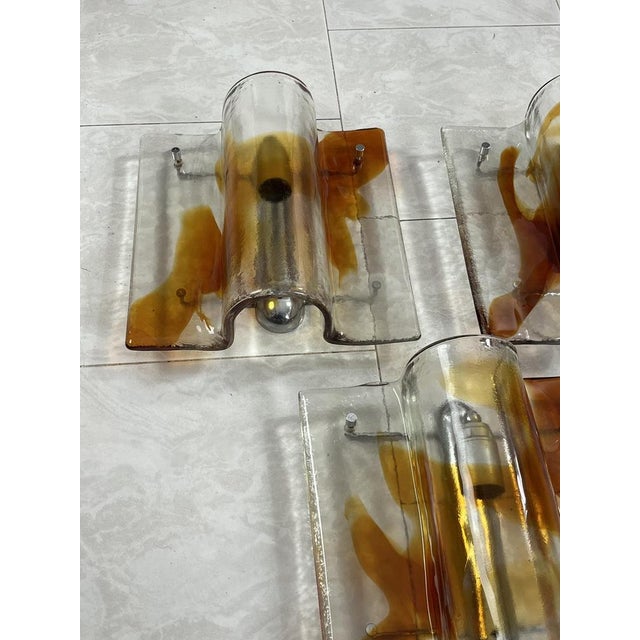1960s Large Mid-Century Murano Glass Wall Lamps, 1960s, Set of 3 For Sale - Image 5 of 15