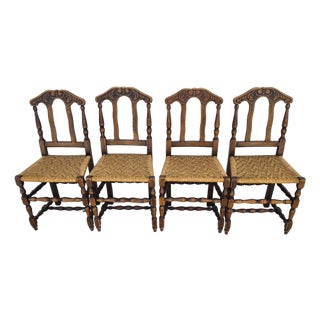 Antique 1800s Provençal Dining Chairs With Rope Seats Set of 4 For Sale