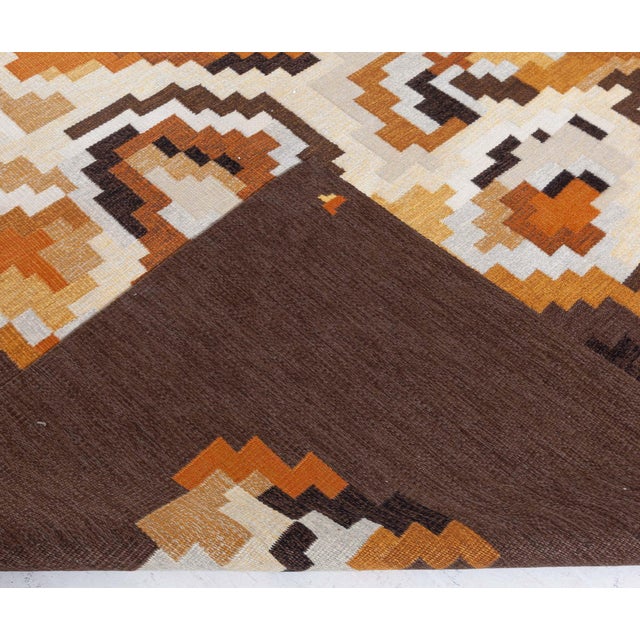 Brown Mid-Century Scandinavian Abstract Flatweave Rug – "Korall" By Erik Lundberg For Sale - Image 8 of 8