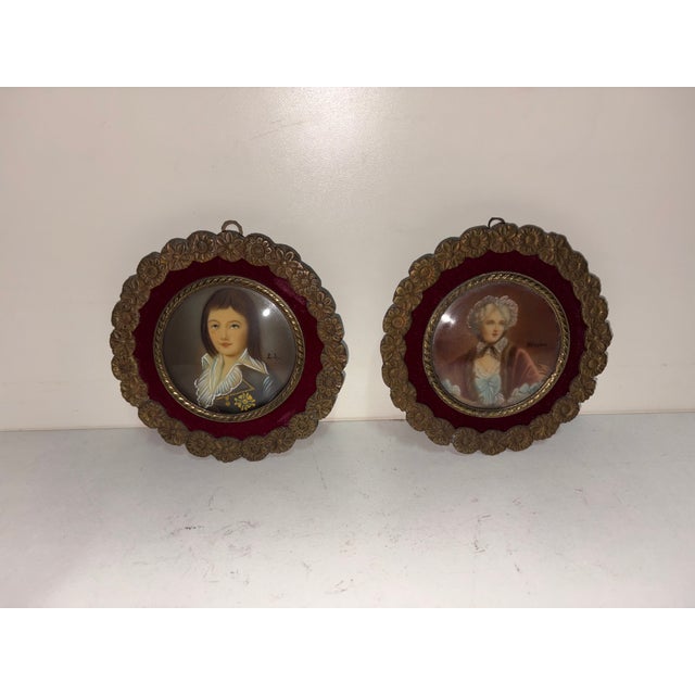 Unknown Artist, Miniature Portraits, 1950, Set of 2 For Sale - Image 3 of 12