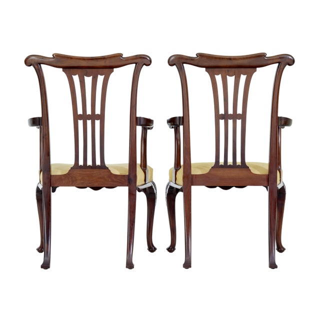 Wood Set of 19th Century Chippendale Design Mahogany Armchairs, 1890 For Sale - Image 7 of 10