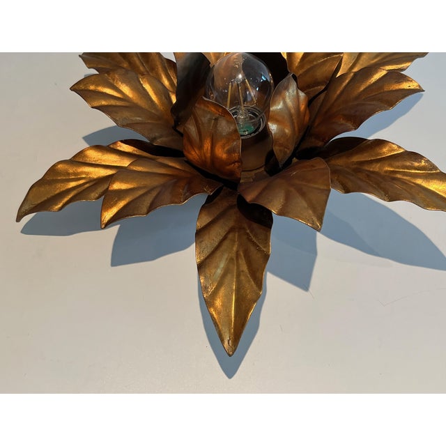 Wall or ceiling lights with flowers in gilded metal in the style of Maison Jansen For Sale - Image 11 of 12