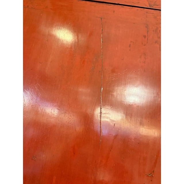 Antique Chinese Red Lacquer XL Cabinet For Sale - Image 9 of 12