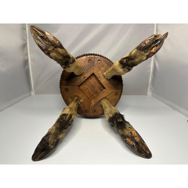 Wood Antique Taxidermy Deer Hoof Mahogany Stool For Sale - Image 7 of 10
