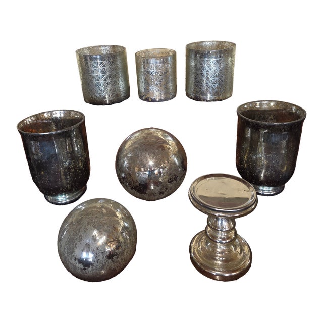 Collection of Vintage Mercury Glass Items For Sale