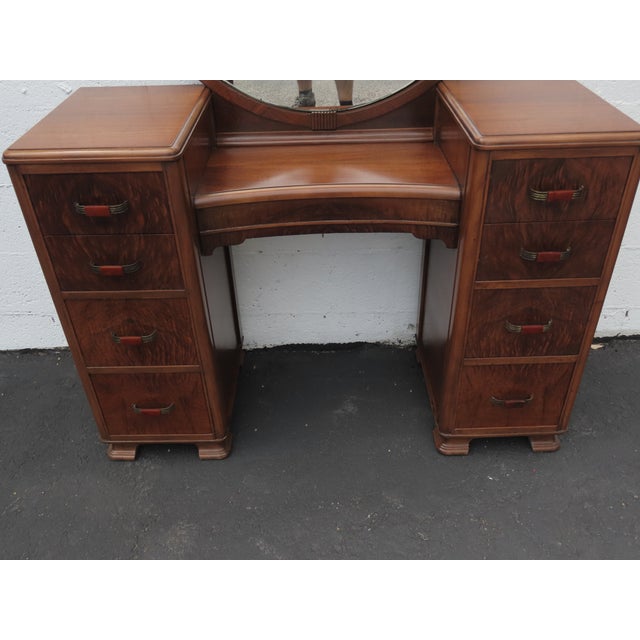 1920s Art Deco Vanity Makeup Table With Bakelite Handles 6580 For Sale - Image 12 of 18