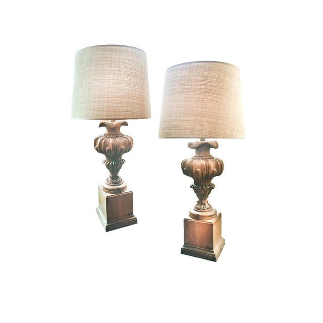 Carved Wood Baluster Table Lamps A Pair Chairish