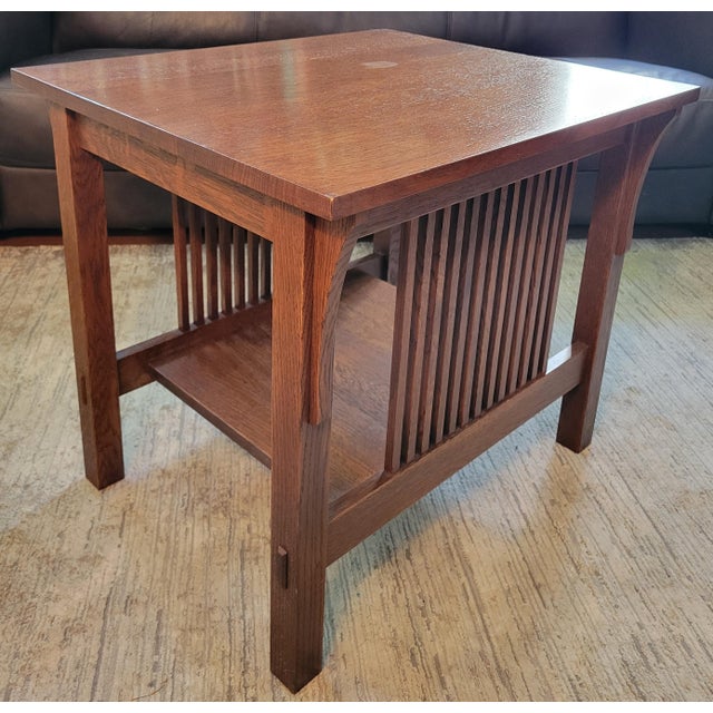 Mission Stickley Mission Collection Oak Spindle Side Table For Sale - Image 3 of 10