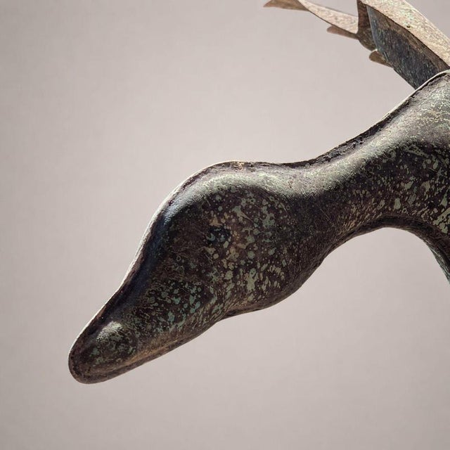 Antique Three-Dimensional Copper Weathervane with Open-Winged Duck, 1900s For Sale - Image 3 of 8