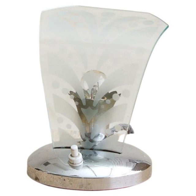 Petite Italian Chrome + Murano Glass Table Lamp, 1950s - 2 Available For Sale - Image 11 of 12