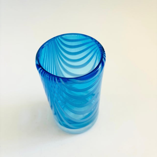 Late 20th Century Blue Art Glass Vase For Sale - Image 5 of 9