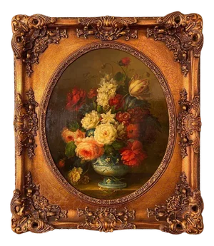Large Flower Still Life, Acrylic on Canvas, 1980s, Framed