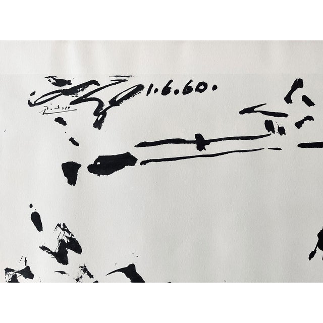 Rare Lithography "L'arena" from a work of Pablo Picasso, signed on the plate Picasso 1.6.60. Printed on Velin d'Arches...
