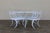 Spectacular vintage Thinline aluminum Klismos-style outdoor dining set, circa 1960s. A beautiful example of California...