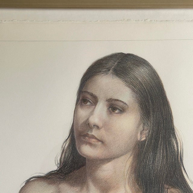 Realism Vintage Realist Figurative Nude Study of Woman Smoking, Signed (Colored Pencil on Paper) For Sale - Image 3 of 8