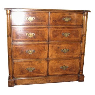 Yorkshire House British Colonial Style Burlwood Entertainment Chest / Media Cabinet, Attributed For Sale