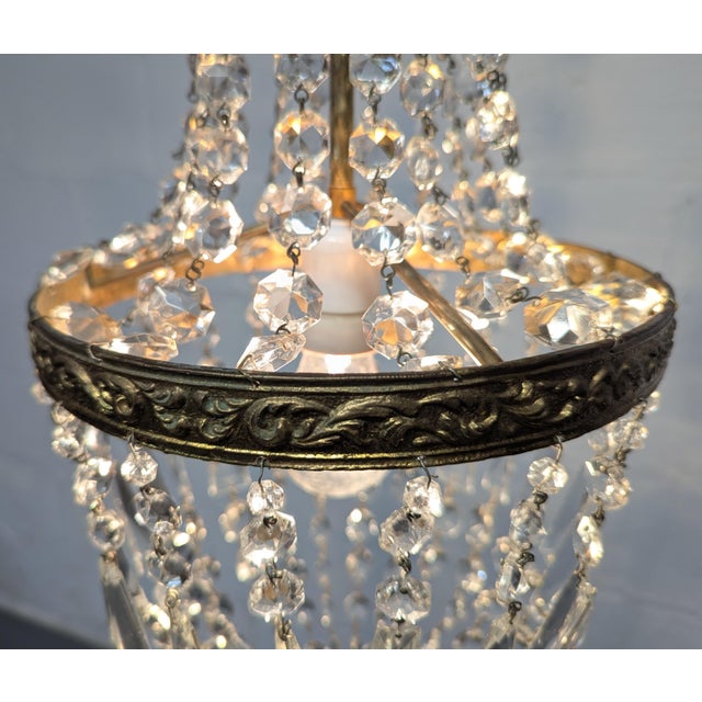 1940's Italian Empire Revival "Sac E Perle" Crystal Basket Chandelier For Sale - Image 11 of 13