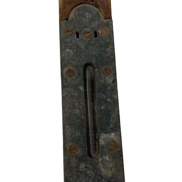 Early 19th Century Early 19th Century Stanley Primitive Wooden Metal Ends Bubble Level For Sale - Image 5 of 13