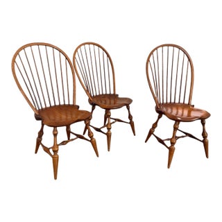 Late 20th Century Set of 3 d.r. Dimes Windsor Dining Chairs, Handcrafted Solid Wood For Sale