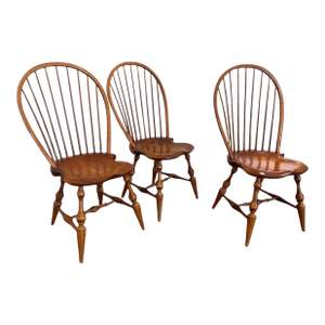 Late 20th Century Set of 3 d.r. Dimes Windsor Dining Chairs, Handcrafted Solid Wood