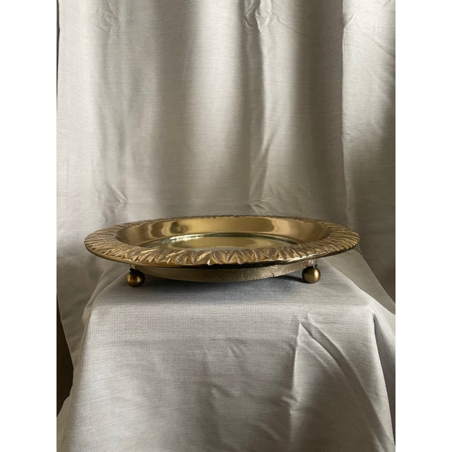 1990s Elevated Brass and Mirror Tray For Sale - Image 5 of 7